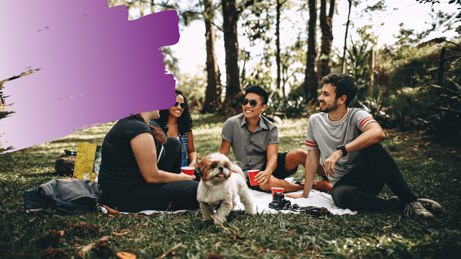 International students spending time together outdoors.